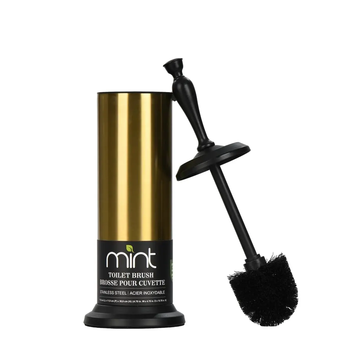 J&V TEXTILES Toilet Brush with Holder Set 41.19 cm (16.22 in) | Aged Brass/Matte Black - view 5