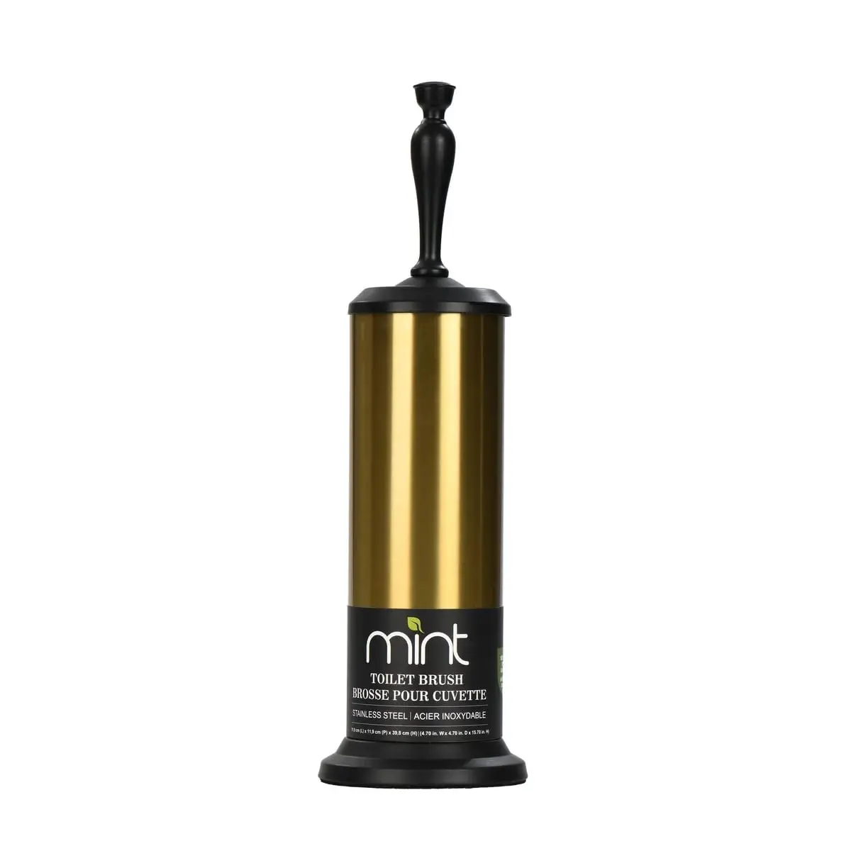 J&V TEXTILES Toilet Brush with Holder Set 41.19 cm (16.22 in) | Aged Brass/Matte Black - view 4