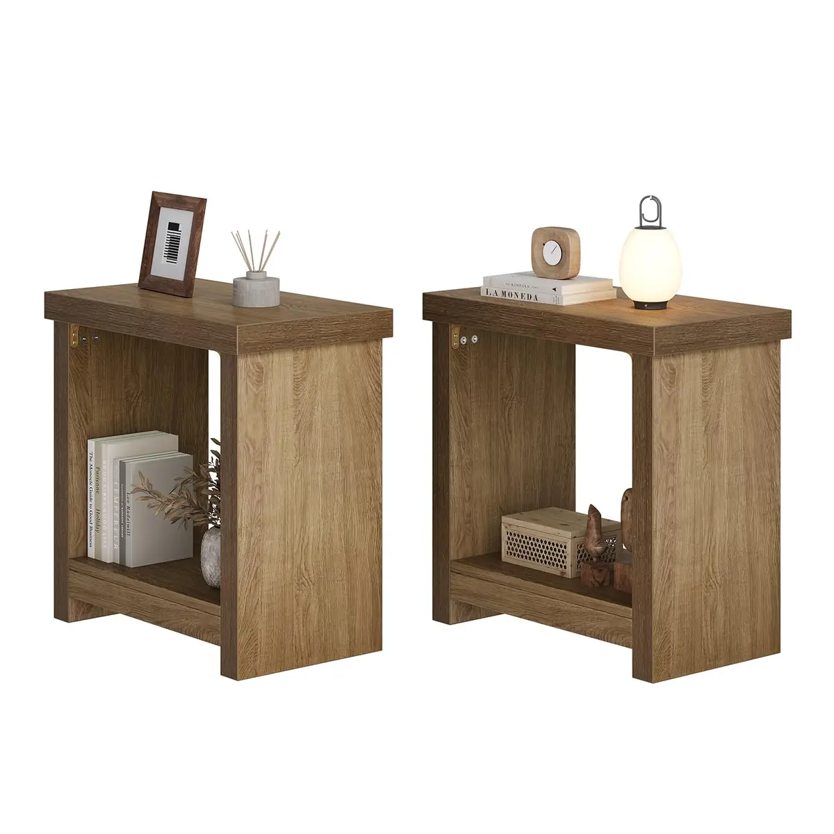 knoworld End Tables Set of 2 | Farmhouse Narrow Side Tables with Storage Shelves (23.62 x 11.81 x 23.62 inches) - view 8