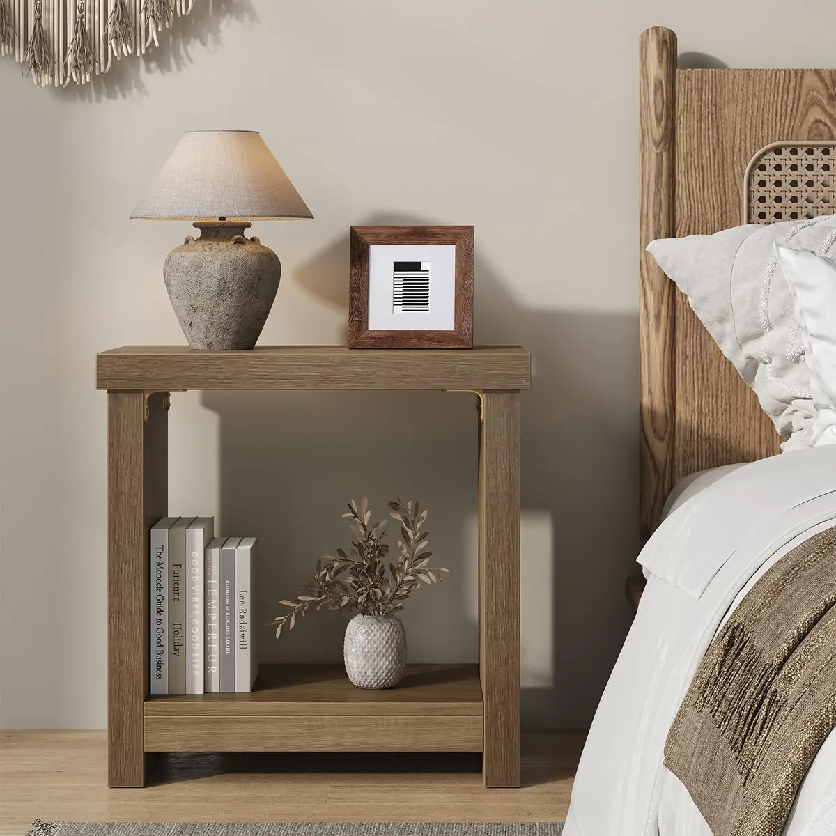 knoworld End Tables Set of 2 | Farmhouse Narrow Side Tables with Storage Shelves (23.62 x 11.81 x 23.62 inches) - view 2