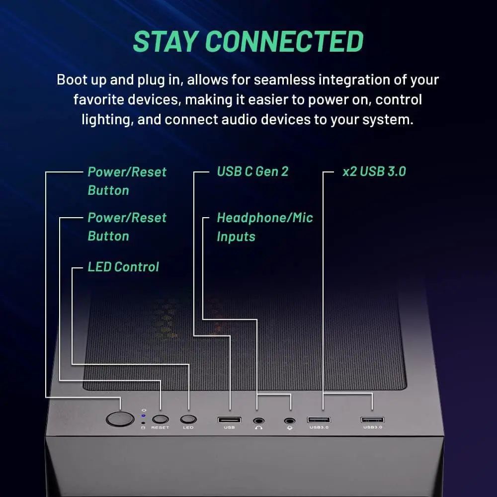Skytech Gaming Nebula Gaming PC, AMD Ryzen 5 8400F 4.2GHz, AMD RX 9060 8GB VRAM, 1TB NVMe SSD, 32GB DDR5 RAM 5200, Windows 11, Desktop - view 5