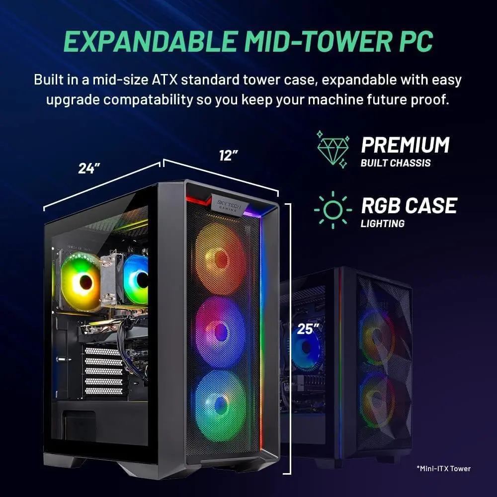 Skytech Gaming Nebula Gaming PC, AMD Ryzen 5 8400F 4.2GHz, AMD RX 9060 8GB VRAM, 1TB NVMe SSD, 32GB DDR5 RAM 5200, Windows 11, Desktop - view 6