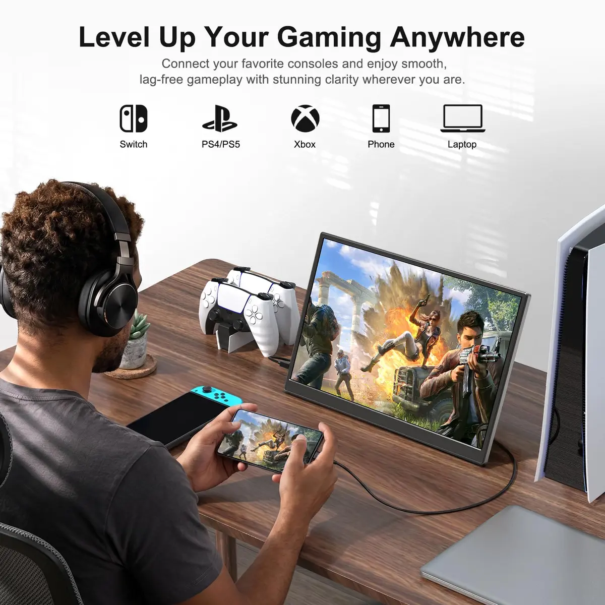 WCV 14 Inch Portable Monitor 1920×1200 IPS | Ultra-Slim Travel Display for Gaming & Work - view 5
