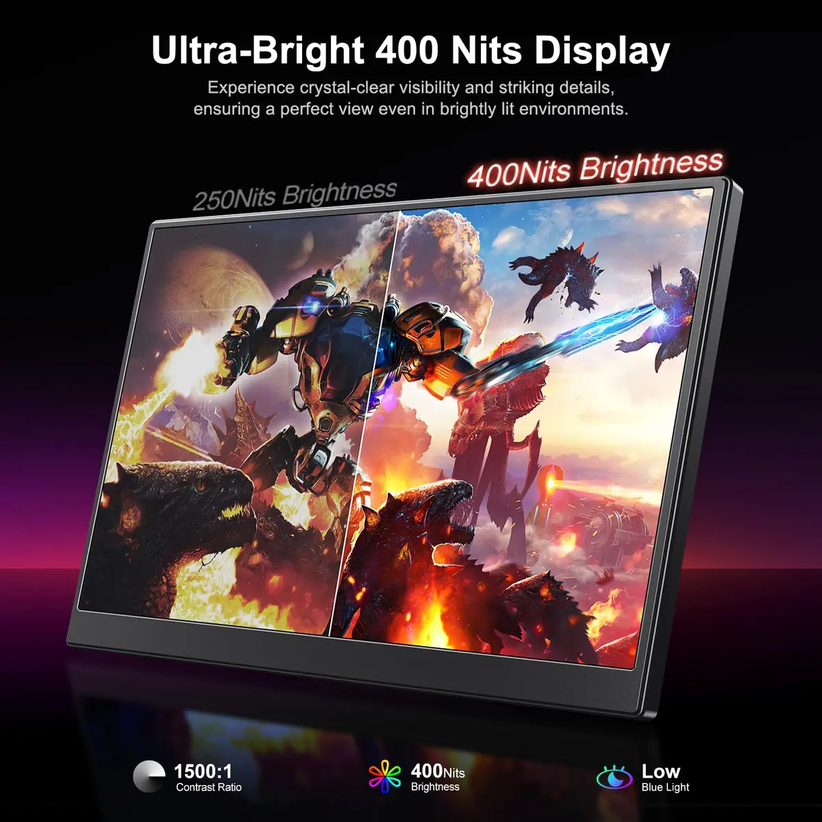 WCV 14 Inch Portable Monitor 1920×1200 IPS | Ultra-Slim Travel Display for Gaming & Work - view 4