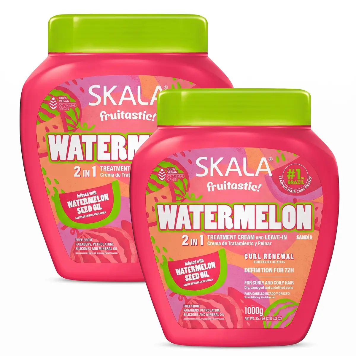 SKALA Watermelon 2 in 1 Treatment Cream & Leave In Conditioner, 1000 g | Deep Hydration & Smoothing for Curly Hair - main product image
