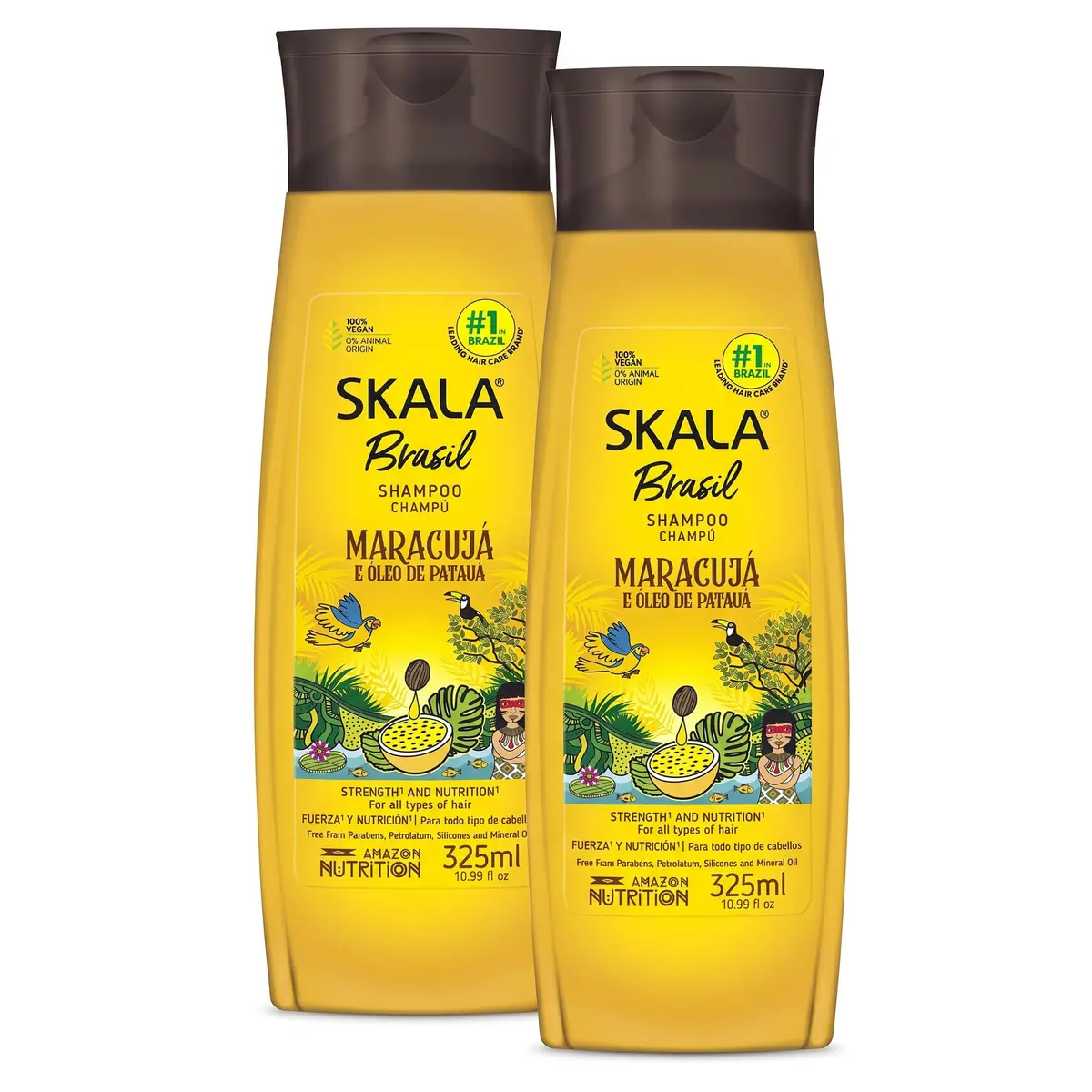 SKALA Maracujá & Óleo de Patauá Shampoo for All Hair Types | Vegan Hydration & Strength Support, No Parabens or Silicones, 325 mL (Pack of 2) - main product image