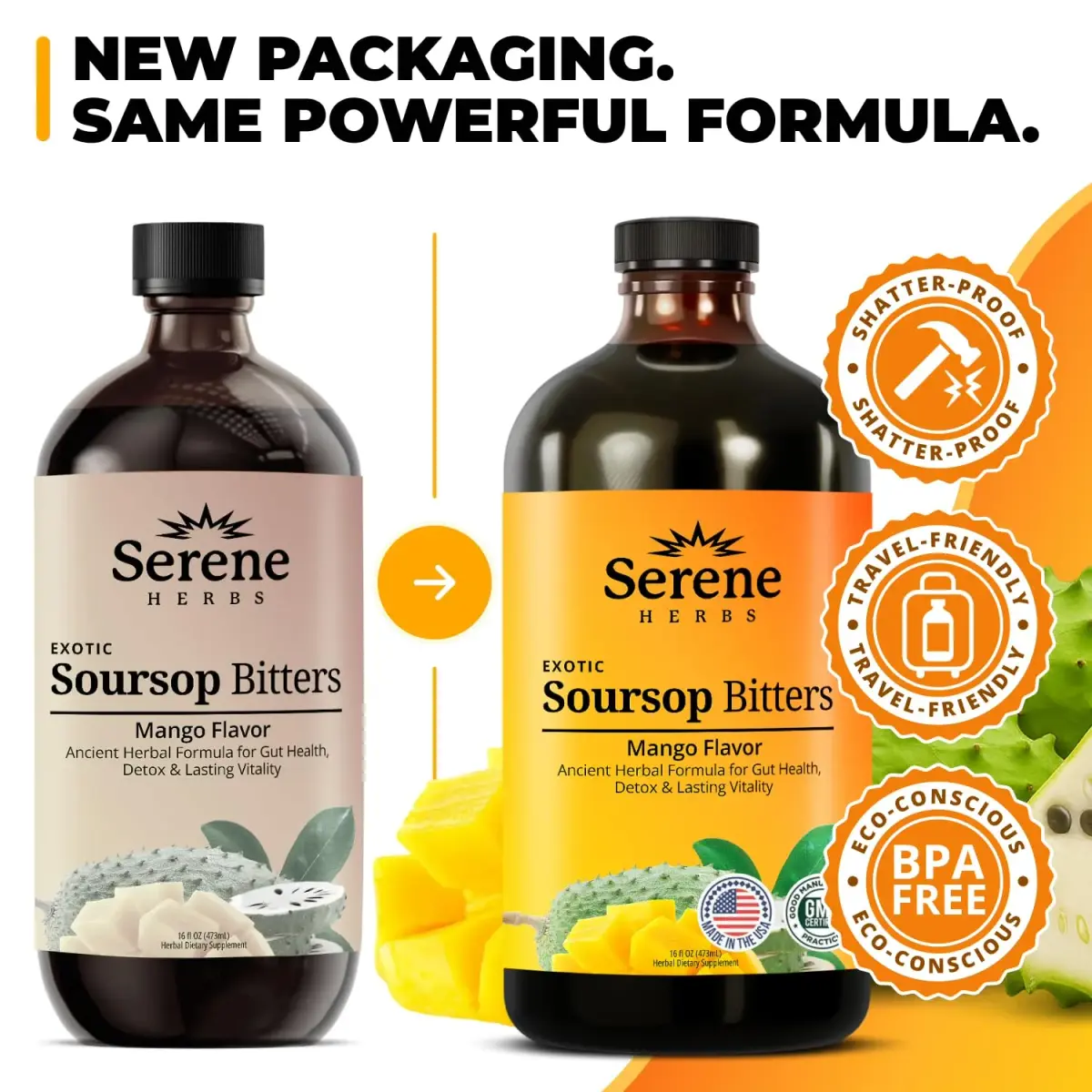 Serene Herbs Soursop Bitters Liquid Mango Flavor 473ml (16 Fl Oz) | Gut Cleanse & Detox Supplement - view 6
