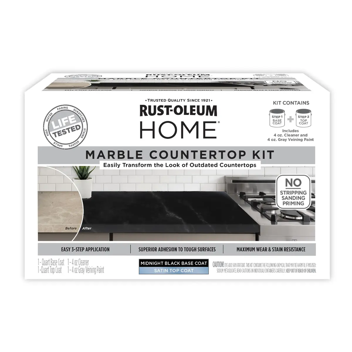 Rust-Oleum Home Marble Black Countertop Coating Kit | Durable Faux Marble Finish, 72 Fl Oz - main product image