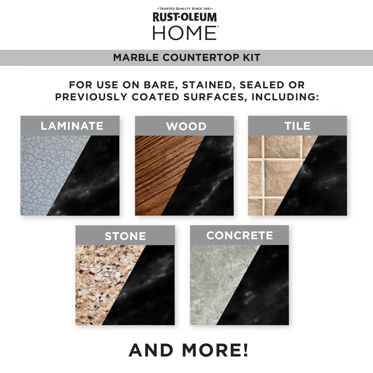 Rust-Oleum Home Marble Black Countertop Coating Kit | Durable Faux Marble Finish, 72 Fl Oz - view 5