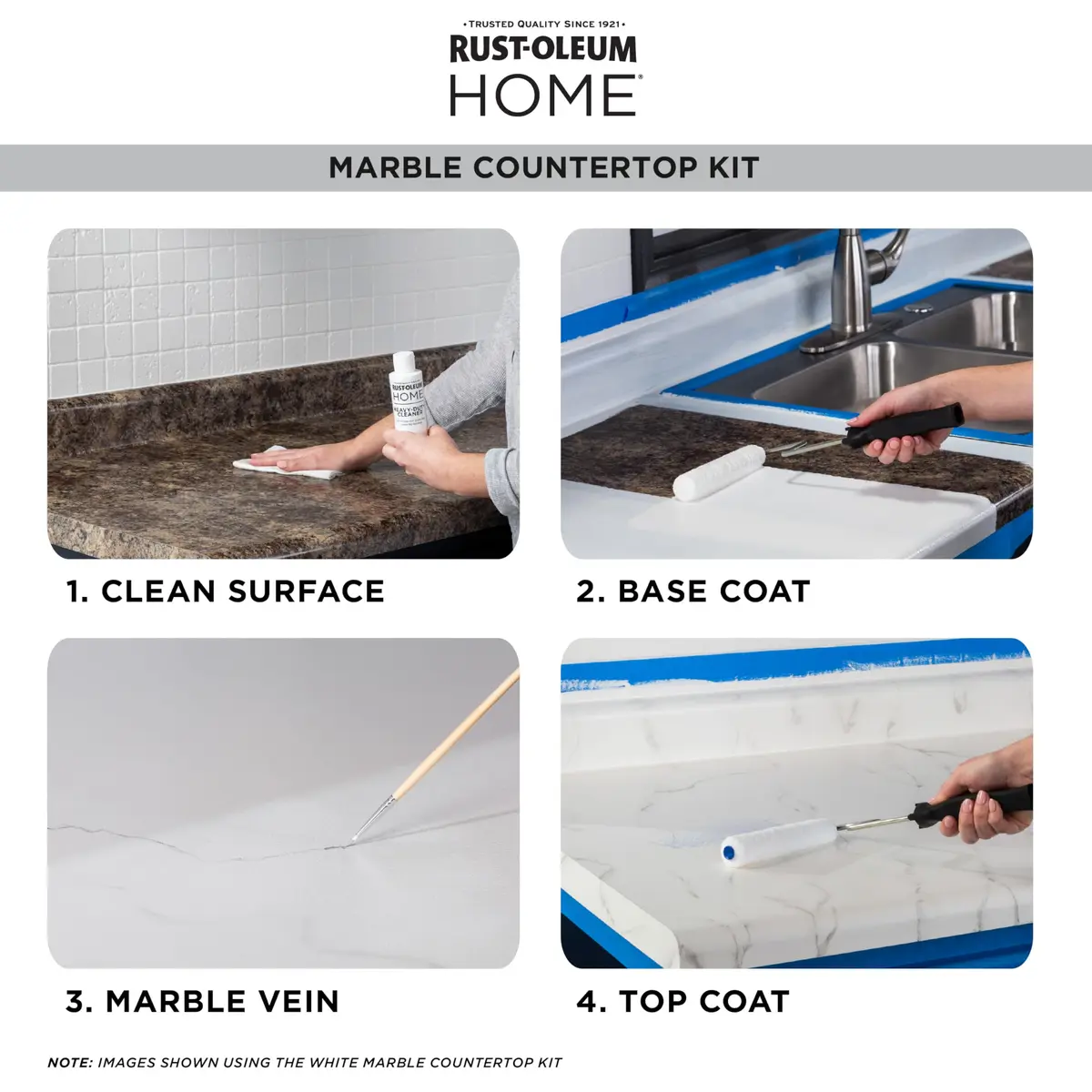 Rust-Oleum Home Marble Black Countertop Coating Kit | Durable Faux Marble Finish, 72 Fl Oz - view 6