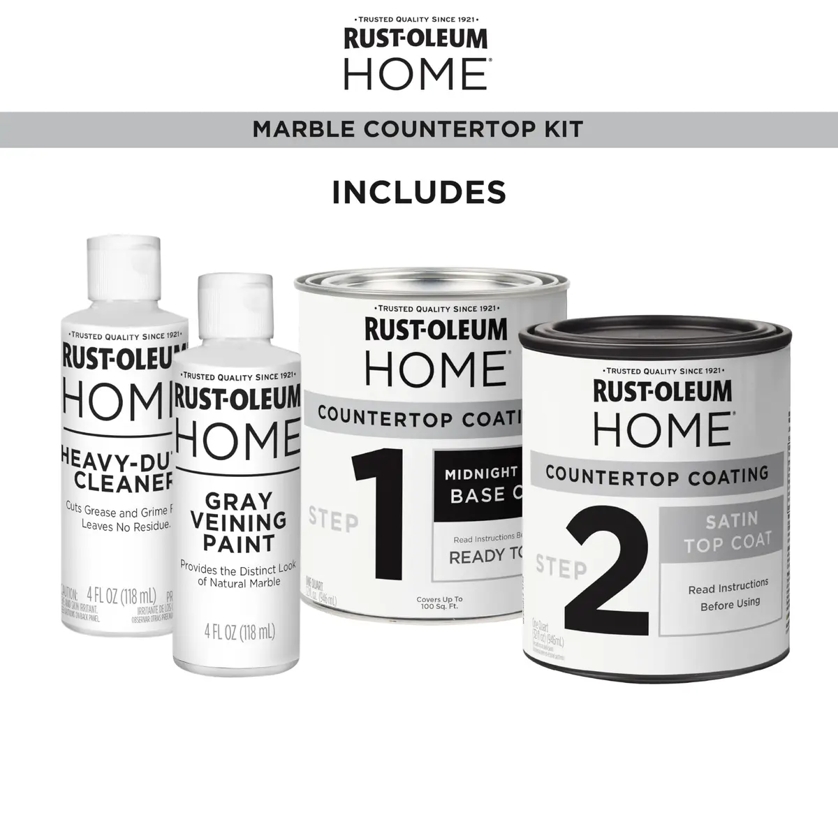Rust-Oleum Home Marble Black Countertop Coating Kit | Durable Faux Marble Finish, 72 Fl Oz - view 7