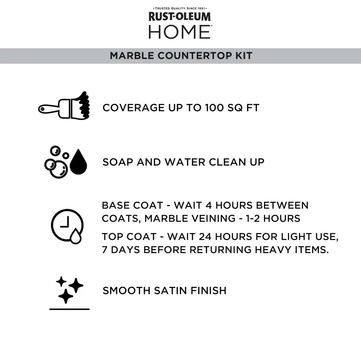 Rust-Oleum Home Marble Black Countertop Coating Kit | Durable Faux Marble Finish, 72 Fl Oz - view 8