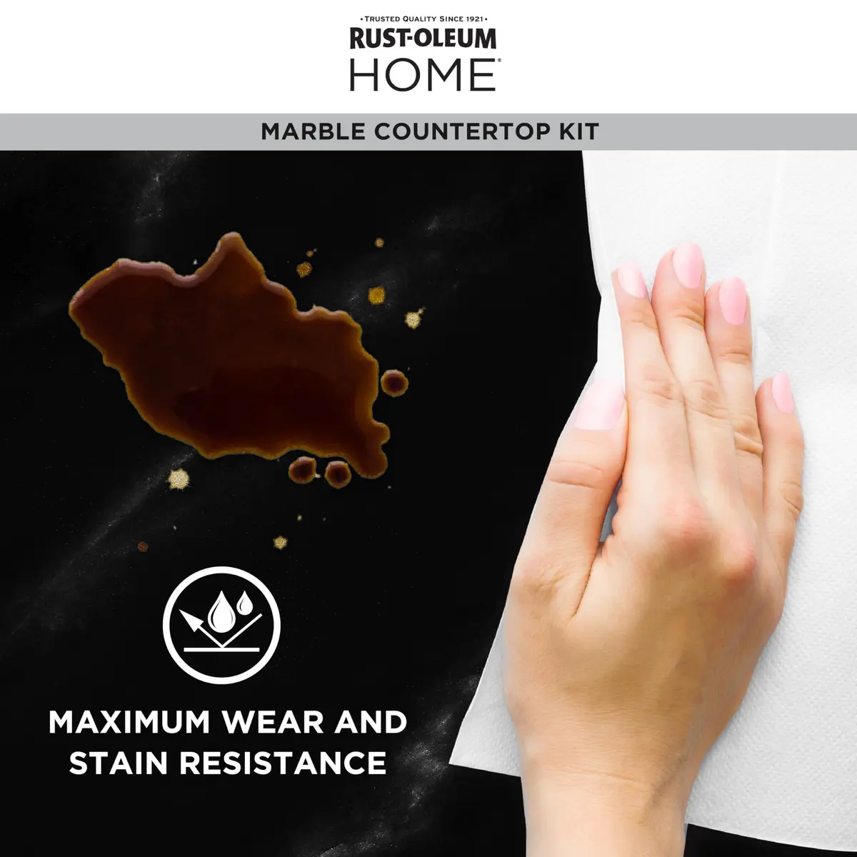 Rust-Oleum Home Marble Black Countertop Coating Kit | Durable Faux Marble Finish, 72 Fl Oz - view 4