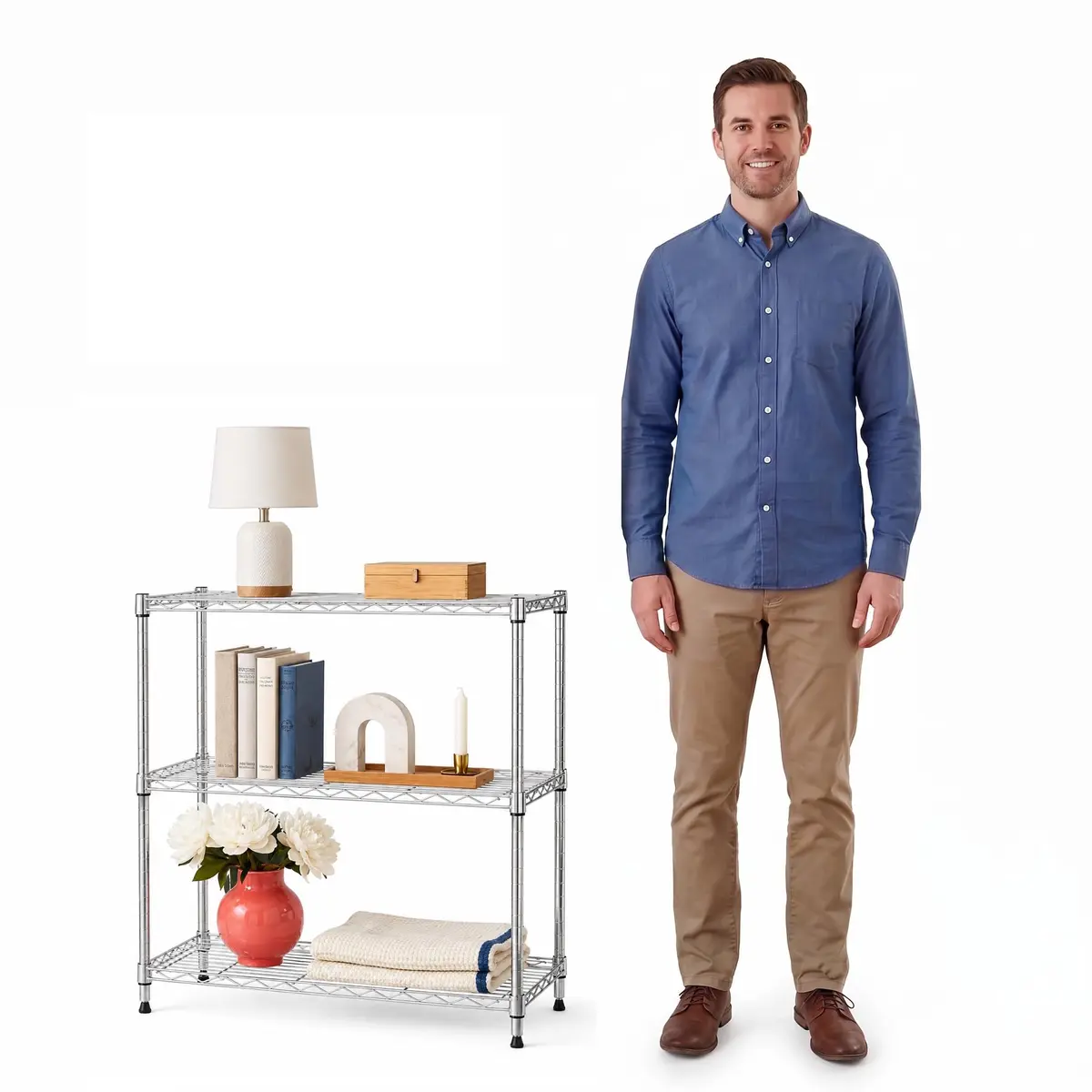 Brutis 3-Tier Metal Wire Shelf, 250 lb/Shelf, Chrome, 13.5x23.3x30.1 in | Heavy-duty storage for home & commercial use - main product image