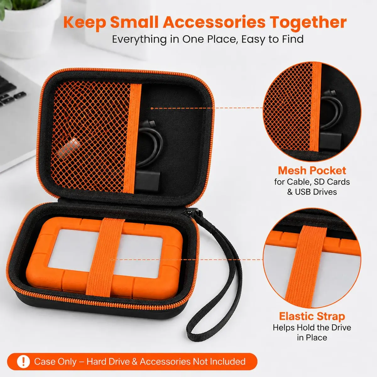 ALKOO Hard Drive Case for LaCie Rugged Mini 1TB-5TB | Protects Drive & Accessories - view 3