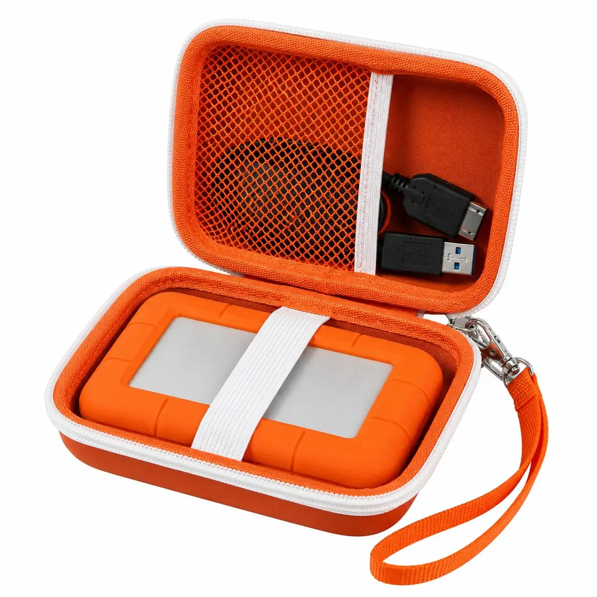 ALKOO Case for LaCie Rugged Mini 1TB/2TB/4TB/5TB External Hard Drive | Tangerine Orange Hard Shell Organizer with Accessory Pocket - main product image