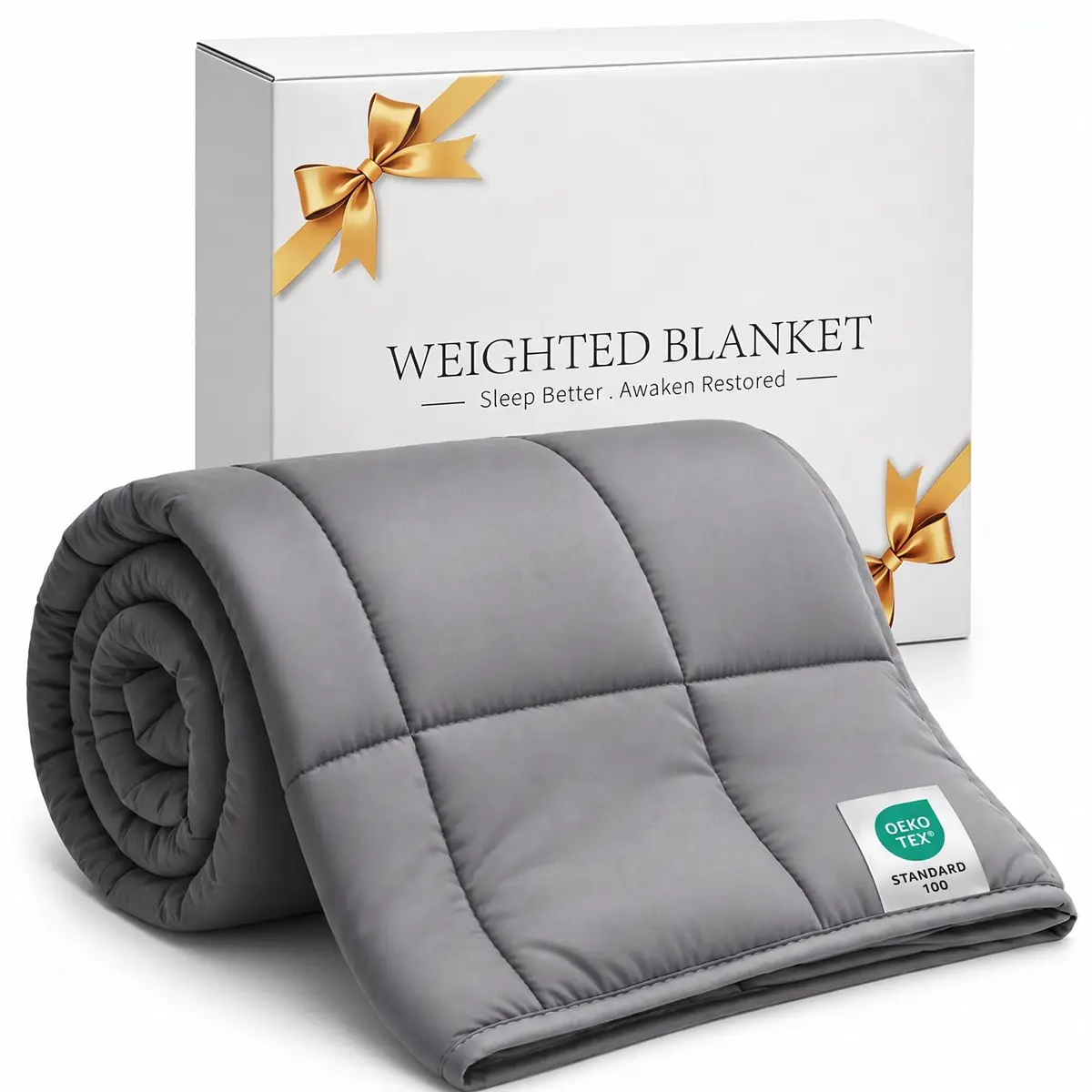 Smart Queen Weighted Blanket 15lbs (48”x72”) Twin Size | Deep Sleep & All-Season Comfort - main product image