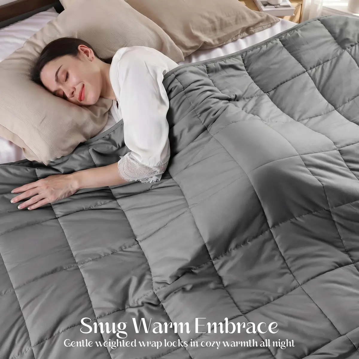 Smart Queen Weighted Blanket 15lbs (48”x72”) Twin Size | Deep Sleep & All-Season Comfort - view 2