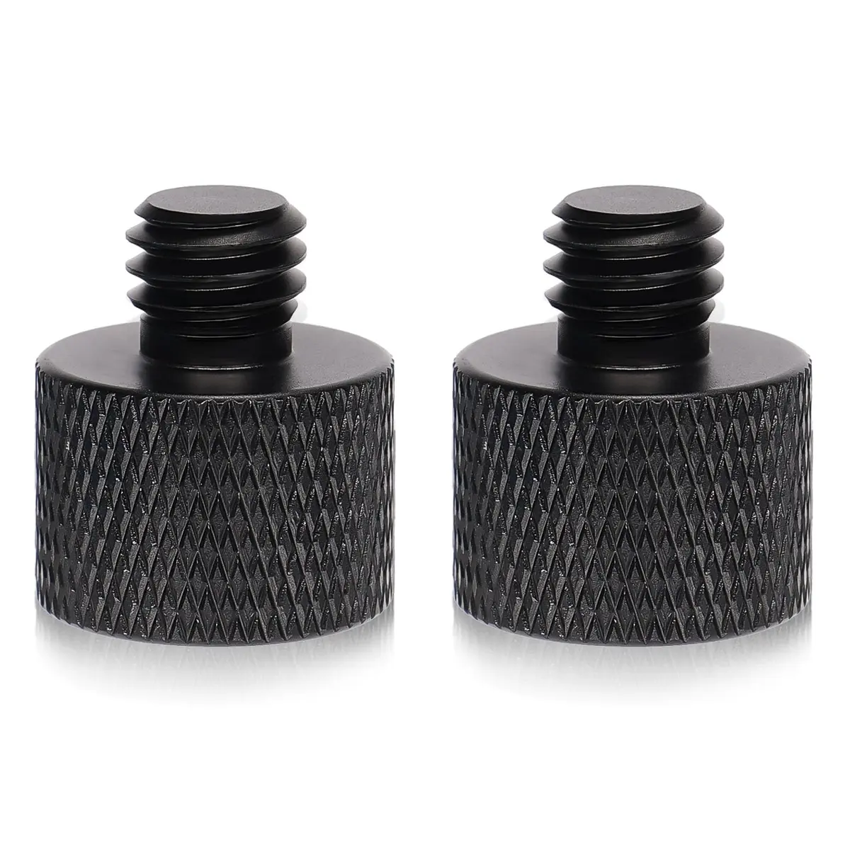 SAVITA Mic Foot Adapter 2pcs Aluminum Black | 3/8 Male to 5/8 Female Tripod Screw Adapter - main product image