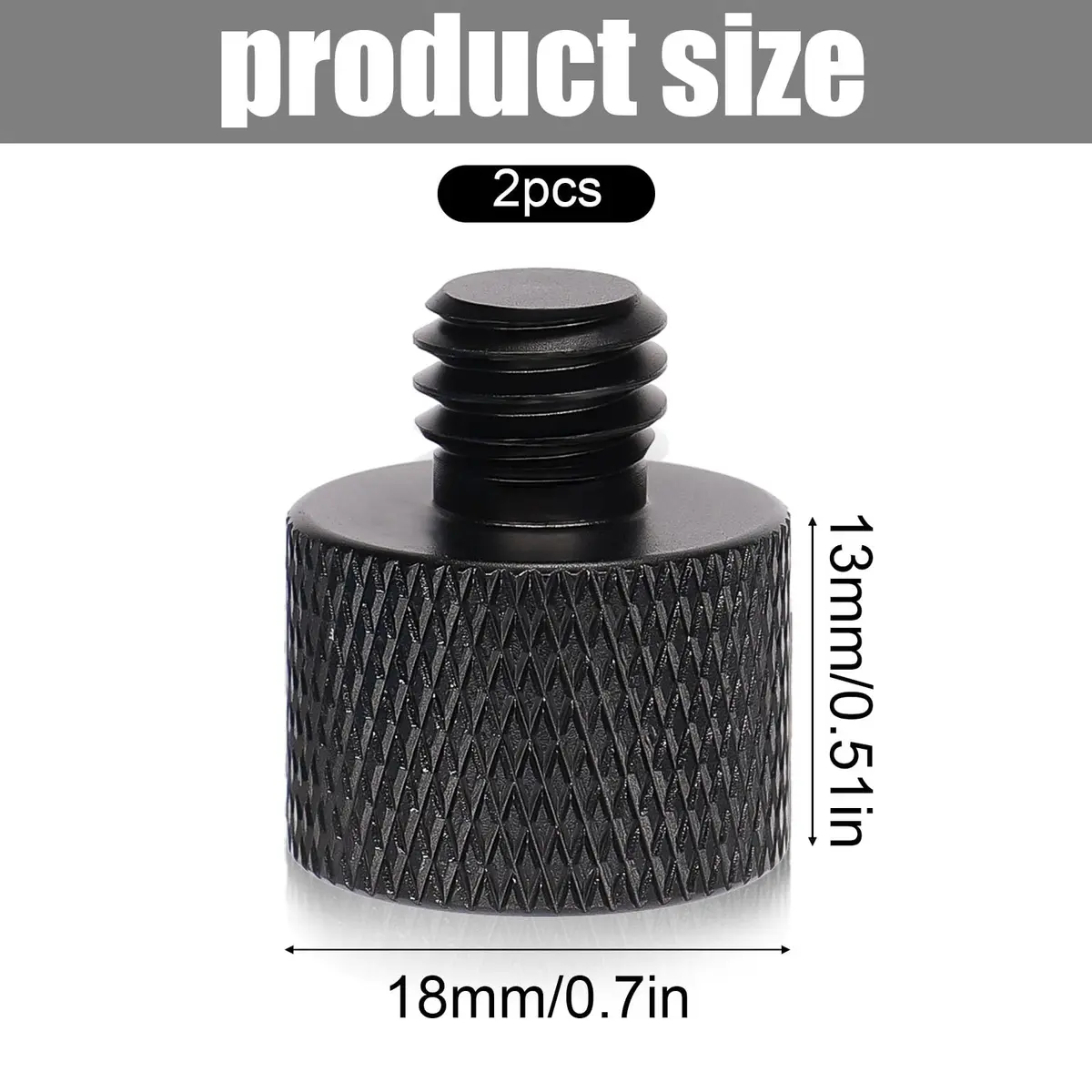 SAVITA Mic Foot Adapter 2pcs Aluminum Black | 3/8 Male to 5/8 Female Tripod Screw Adapter - view 2