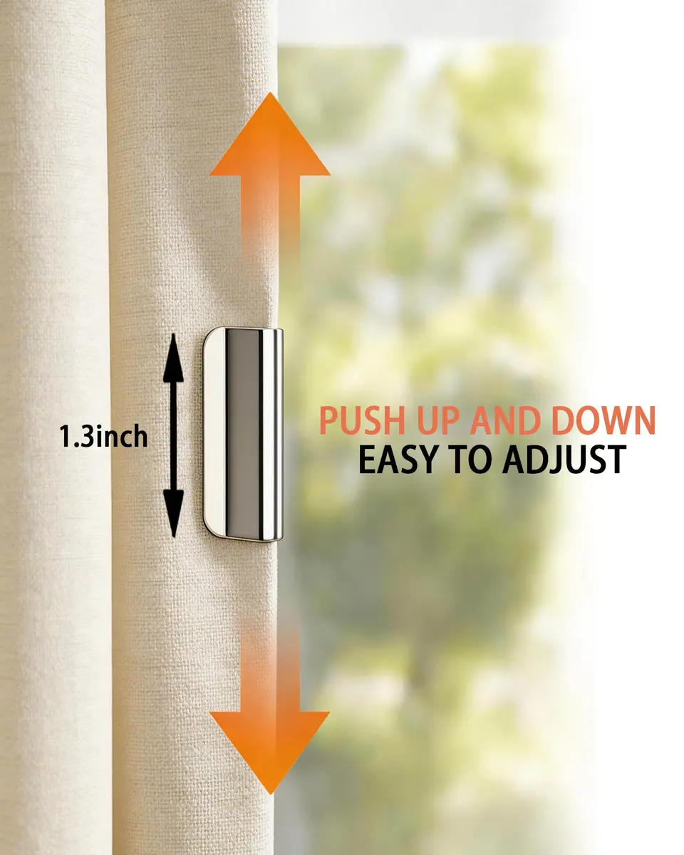 JODUY Magnetic Curtain Clips 6 Pairs (12 Pcs) Silver | Tool-Free Light-Blocking Closure Set - view 6