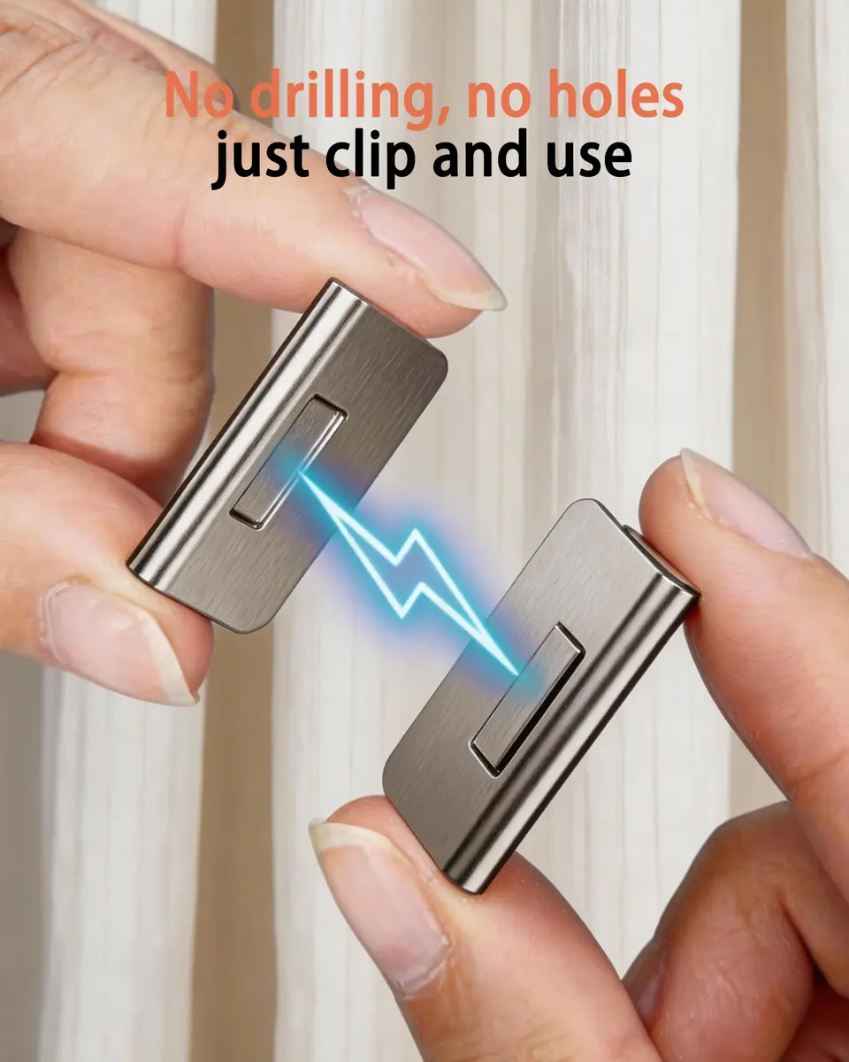 JODUY Magnetic Curtain Clips 6 Pairs (12 Pcs) Silver | Tool-Free Light-Blocking Closure Set - view 4