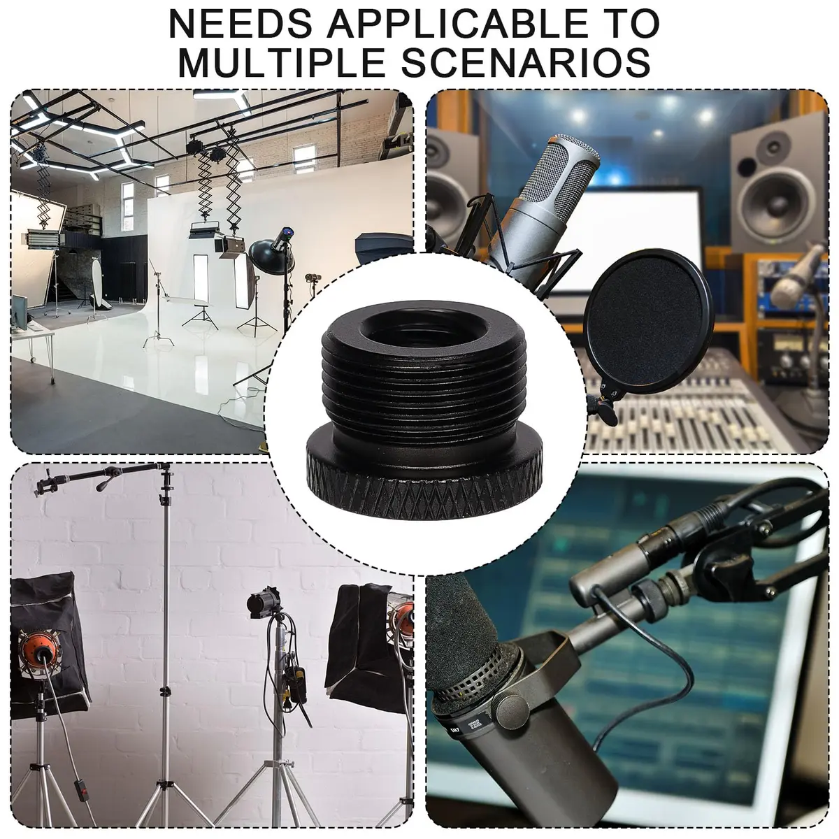 SAVITA 2pcs Mic Foot Adapter 3/8 à 5/8 | Aluminum Mount Accessory for Microphone Stand - view 7