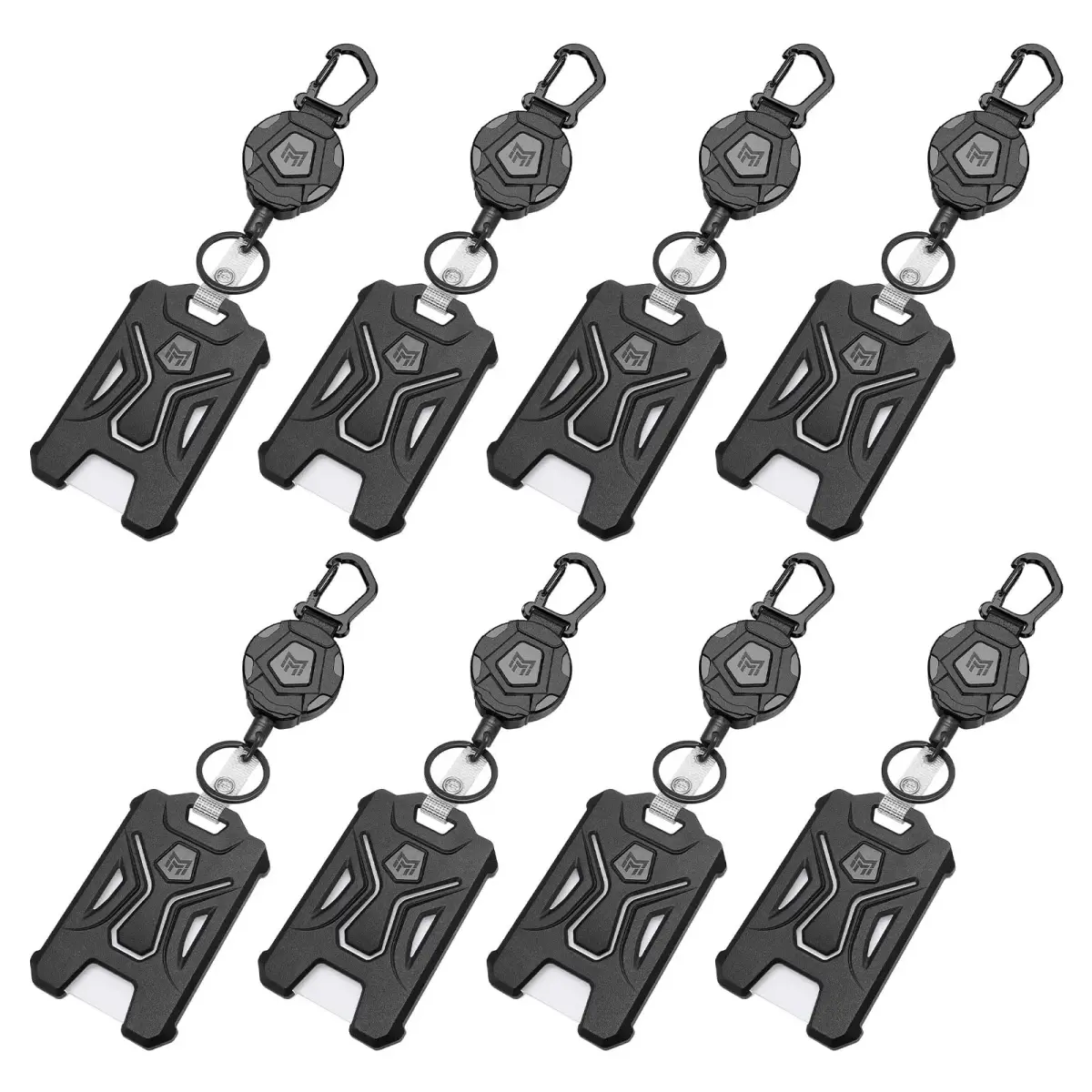 MNGARISTA Black Heavy Duty Retractable Badge Holder with Carabiner Keychain & 31.5" Reel | 8-Pack - main product image