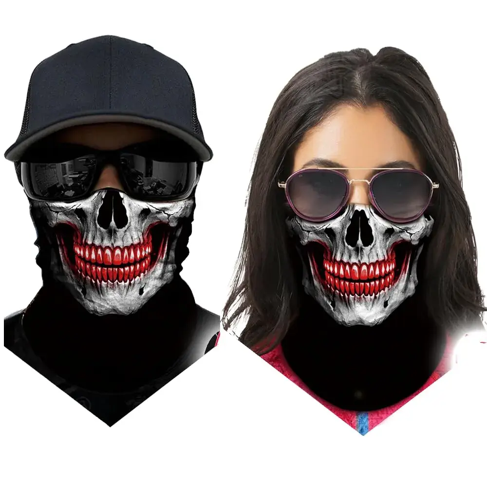 Obacle Skull Face Mask Half - Skull White Face With Red Teeth Design for Dust, Wind & UV Protection - view 2
