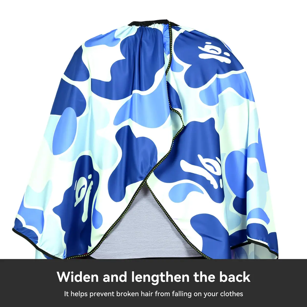 FaHaner Waterproof Barber Cape Blue Polyester Elastic Neck Adjustable Snap | Full Body Coverage for Haircut & Styling - view 6