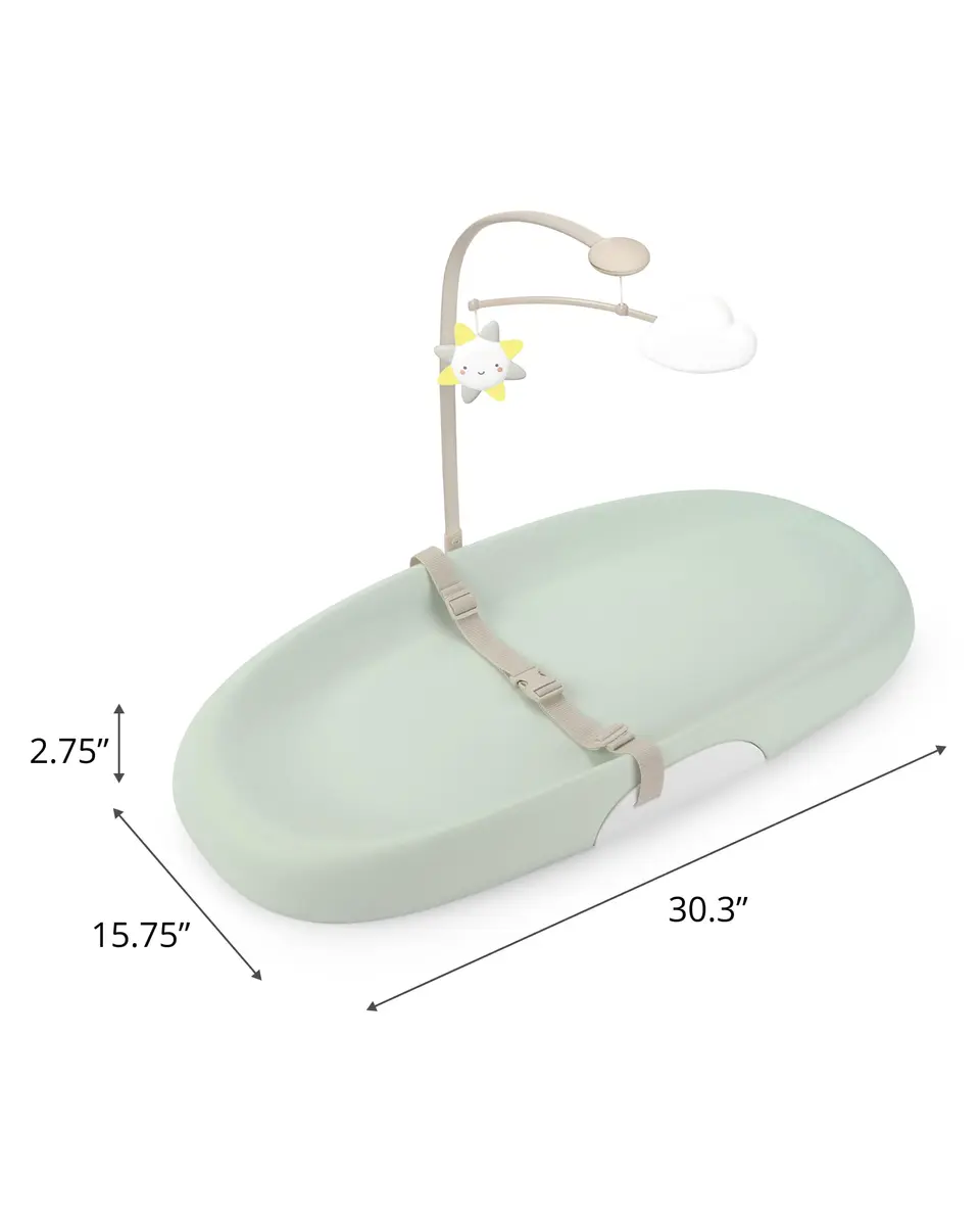 Skip Hop Baby Changing Pad Nursery Style Wipe-Clean Contoured with Cushioned Foam, Non-Skid Base, Built-in Safety Belt & Tuck-Away Toy Bar Fits Standard Changing Tables, Sage | Wipeable, Cushioned & Safe - view 5