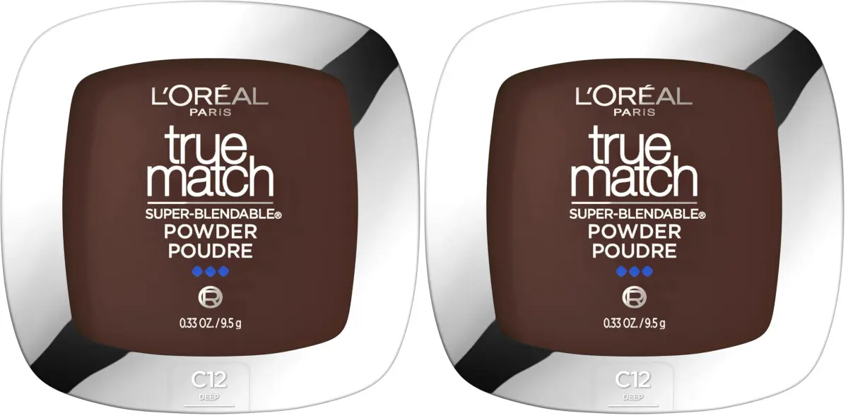 L'Oreal Paris True Match Super Blendable Oil-Free Powder Foundation, Deep C12, 2-Pack - main product image