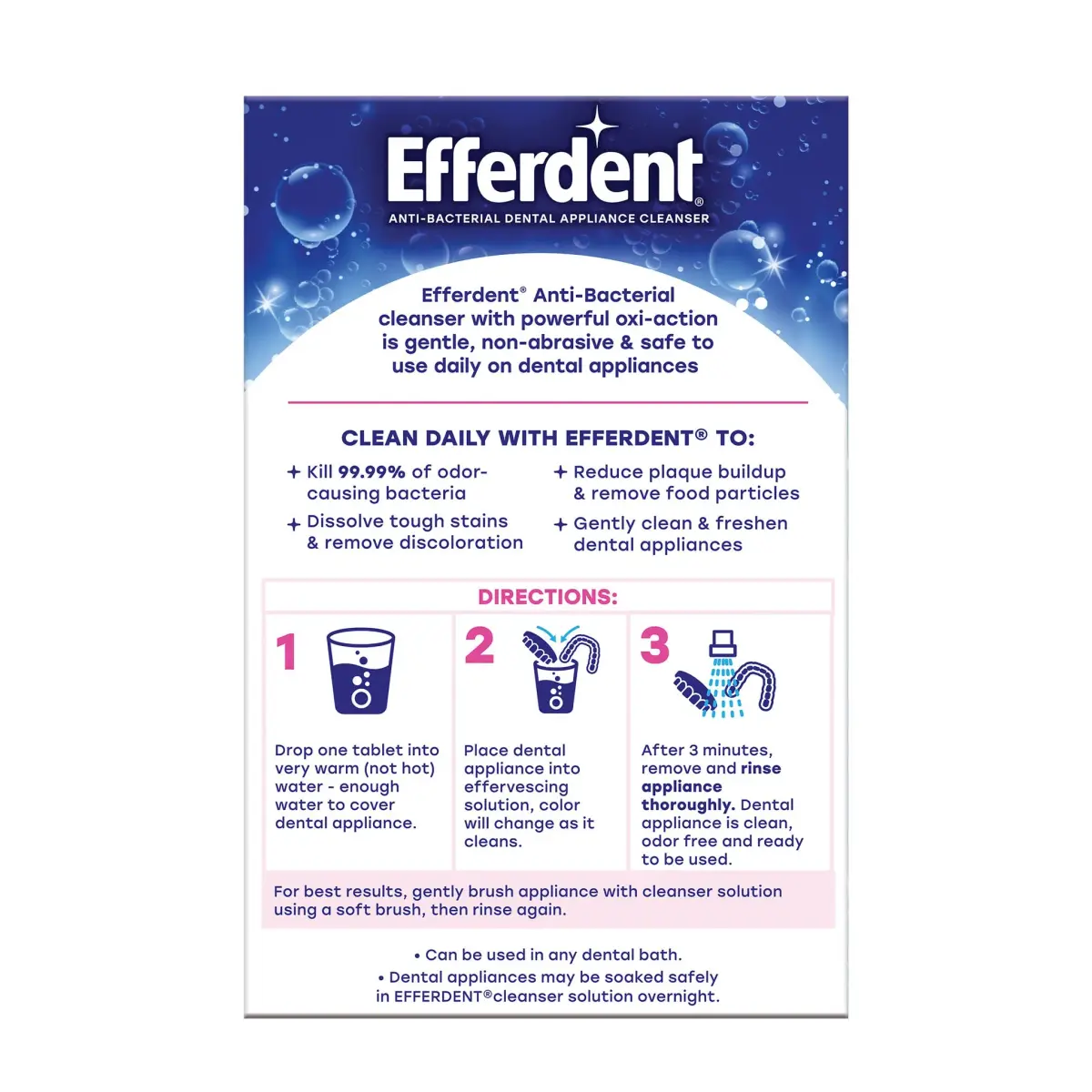 Efferdent Denture Cleaner Tablets Complete Clean 252 Tablets (Pack of 2) | Kills 99.99% Bacteria - view 6