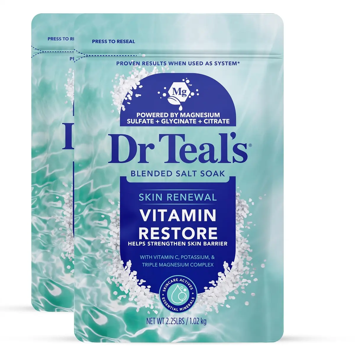 Dr Teal's Skin Renewal Vitamin Restore Salt Soak 36oz (2-pack) | Boosts Skin Barrier & Refreshes - main product image