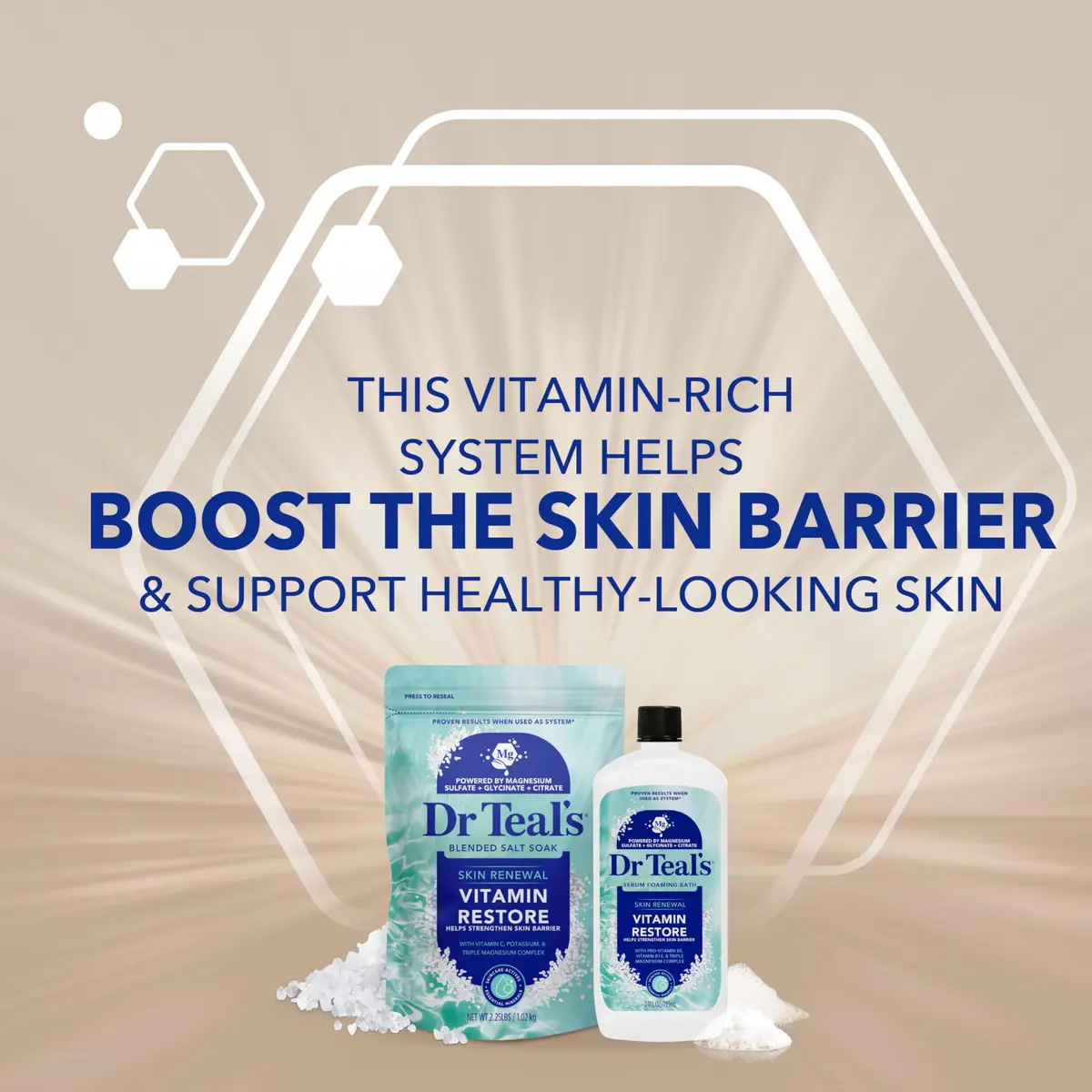 Dr Teal's Skin Renewal Vitamin Restore Salt Soak 36oz (2-pack) | Boosts Skin Barrier & Refreshes - view 7