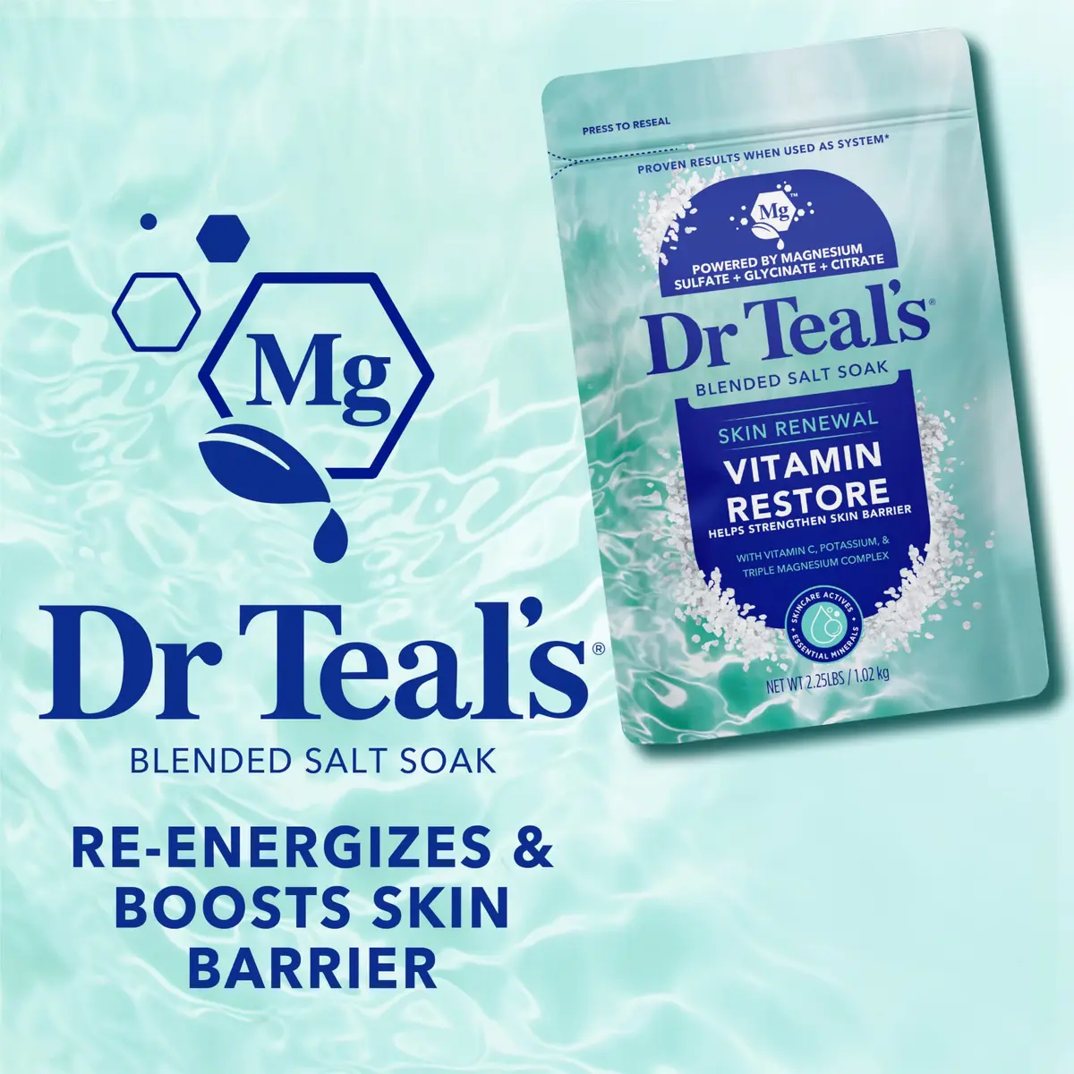 Dr Teal's Skin Renewal Vitamin Restore Salt Soak 36oz (2-pack) | Boosts Skin Barrier & Refreshes - view 3