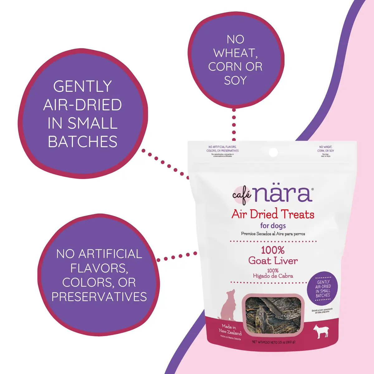 Cafe Nara Goat Liver Air Dried Treats for Dogs 3.5 oz | High-Protein, All-Natural, Grain-Free - view 4