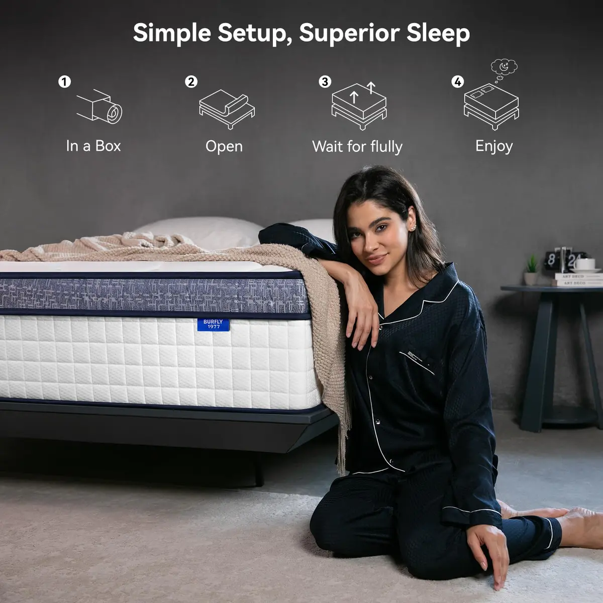 BURFLY1977 Twin Mattress 8 inch Gel Memory Foam | Medium Firm Support for All Sleep Positions - view 3