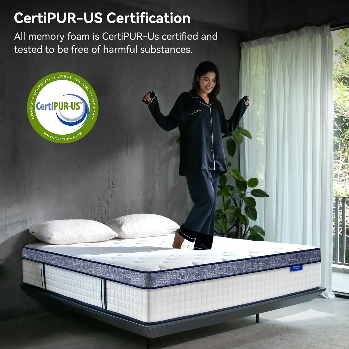 BURFLY1977 Twin Mattress 8 inch Gel Memory Foam | Medium Firm Support for All Sleep Positions - view 4