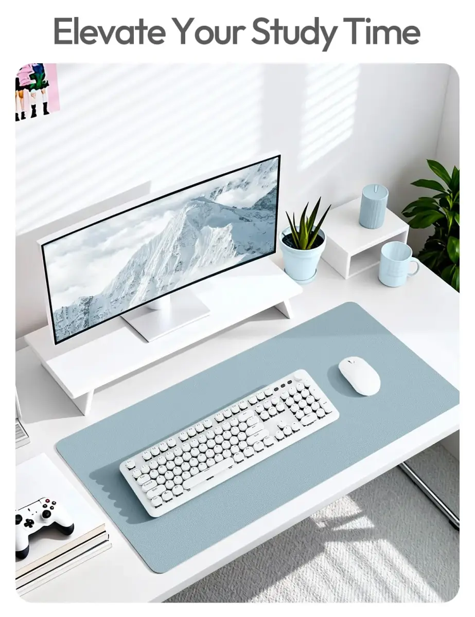 YSAGi Leather Desk Protector 42" x 17.2" (106.7cm x 43.7cm) Ice Blue | Protects Your Desk & Enhances Workspace - view 7