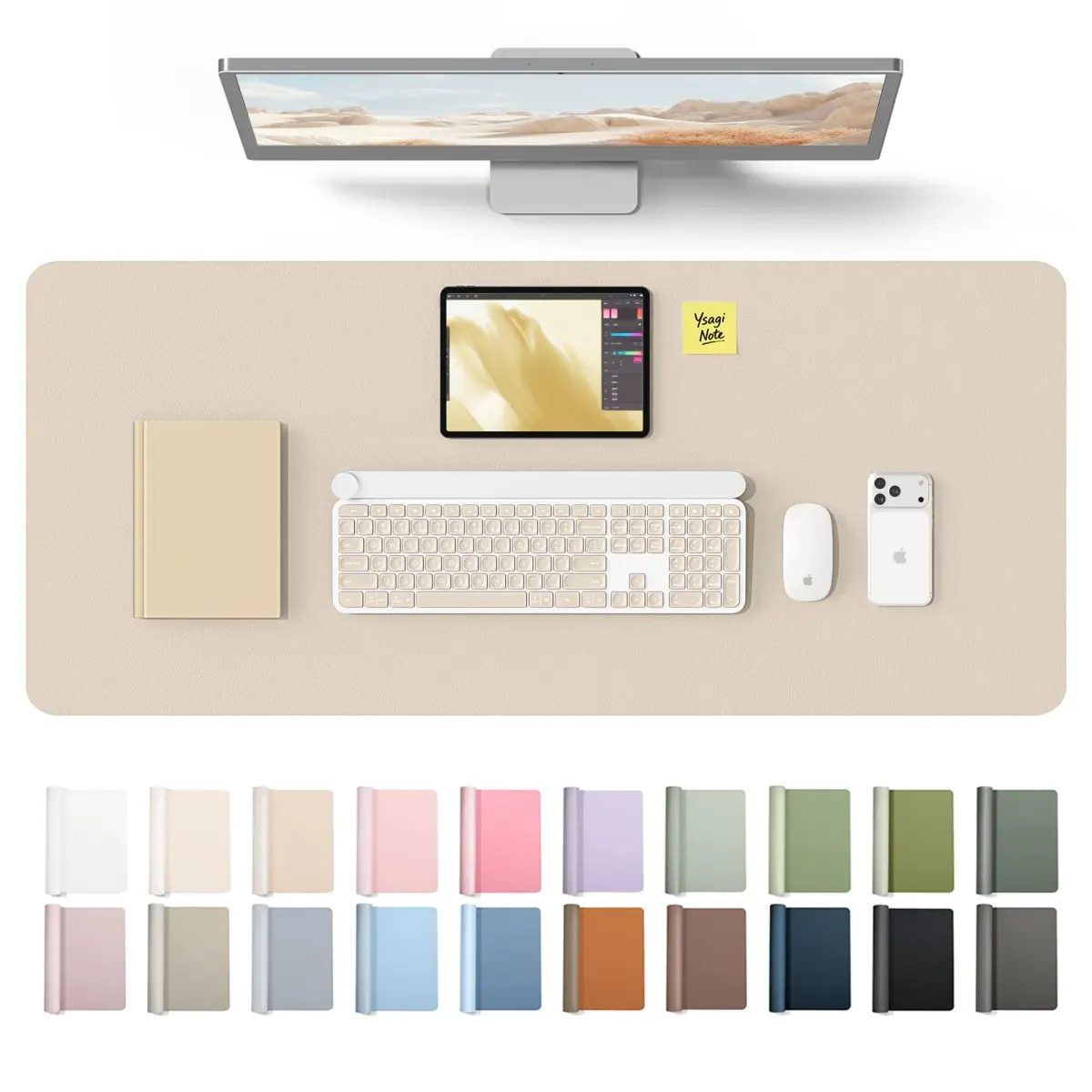 YSAGi Leather Desk Protector Mat 42" x 17.2" (106.7cm x 43.7cm) | Waterproof Writing Pad for Office and Home - main product image