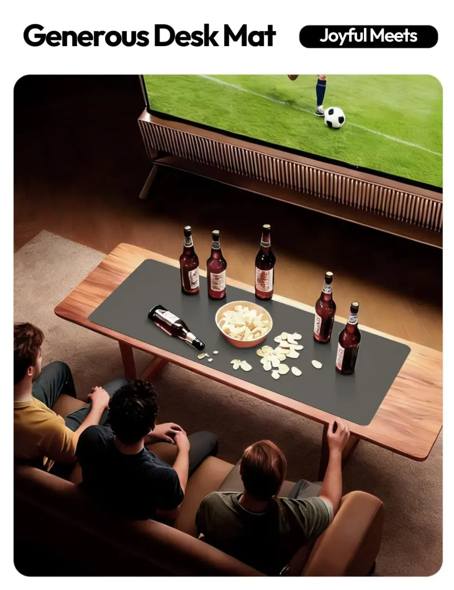 YSAGi Leather Desk Protector Mat, Large Mouse Pad, Dark Grey (63" x 17.2") | Protects Your Desk from Scratches and Spills - view 7
