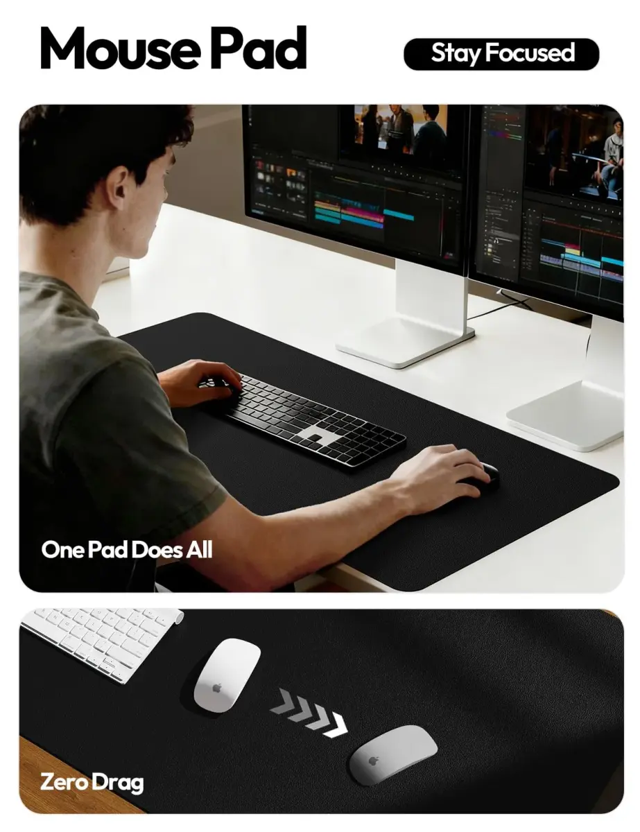 YSAGi Leather Desk Protector Large Mouse Mat 63" x 17.2" | Protects Desk from Scratches and Spills - view 3