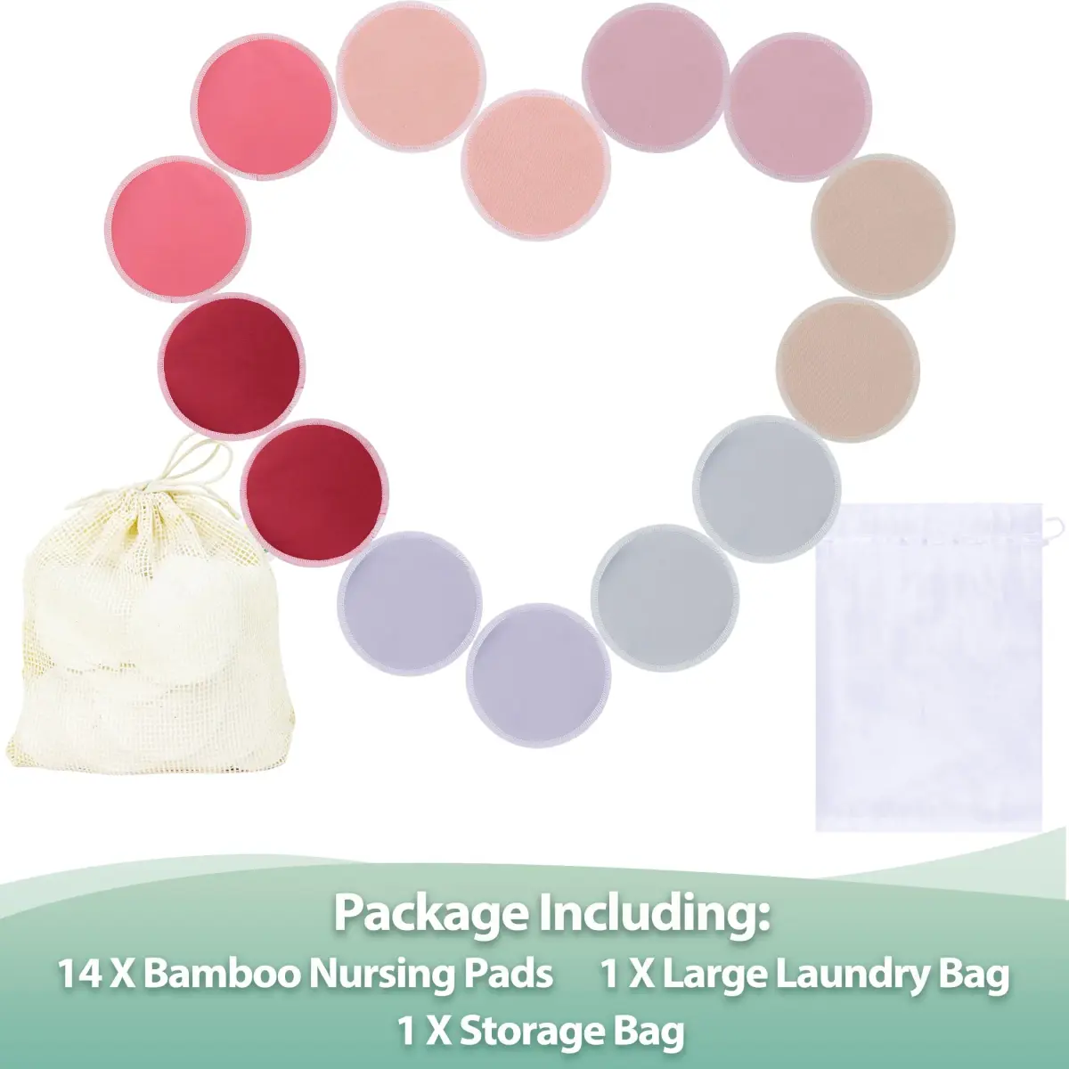 wegreeco Nursing Breast Pads Large Plain Shape 14 Count (25.6cm x 26.3cm x 2.2cm) | Soft, Breathable, Leak-Free Washable & Reusable Nursing Pads - view 2
