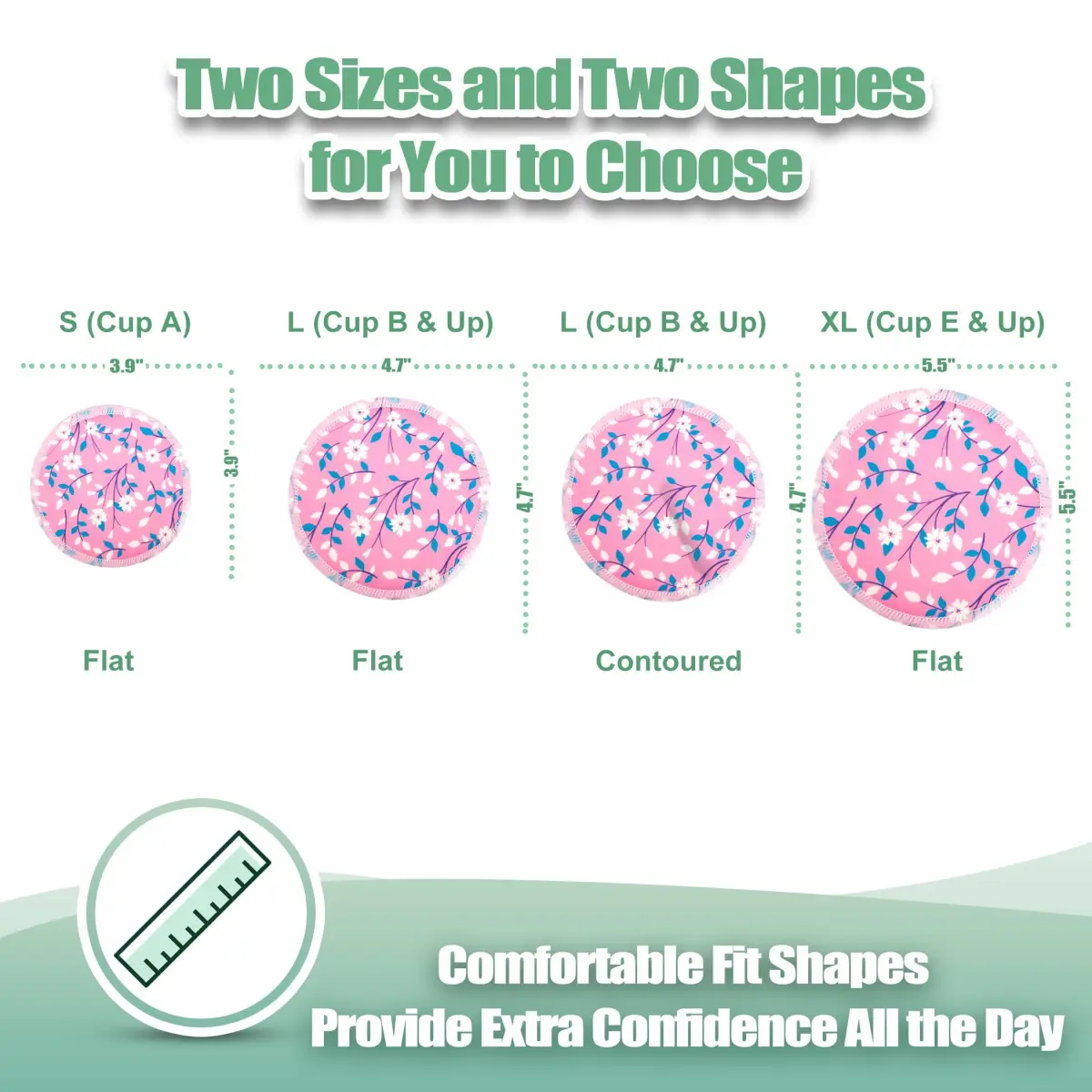 wegreeco Reusable Nursing Breast Pads (14 Pack) - Large, Pink Flowers | Soft, Breathable & Leak-Free for Moms - view 2