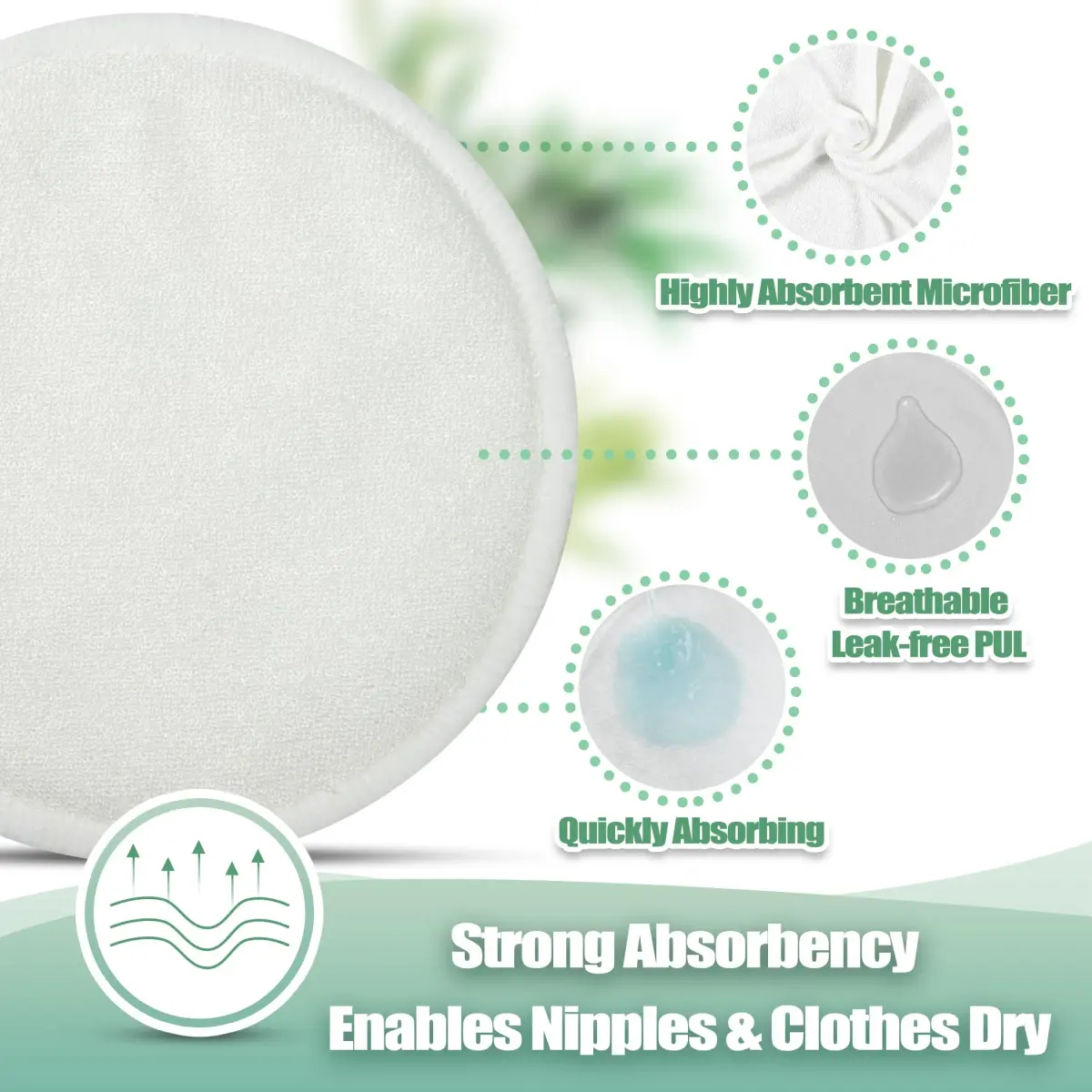 wegreeco Reusable Nursing Breast Pads (14 Pack) - Large, Pink Flowers | Soft, Breathable & Leak-Free for Moms - view 4