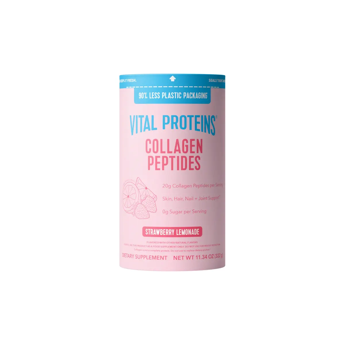 Vital Proteins Collagen Peptides Powder, Strawberry Lemonade, 321.5 g (11.34 oz) | Supports Hair, Skin, Nails, Bones & Joints - main product image