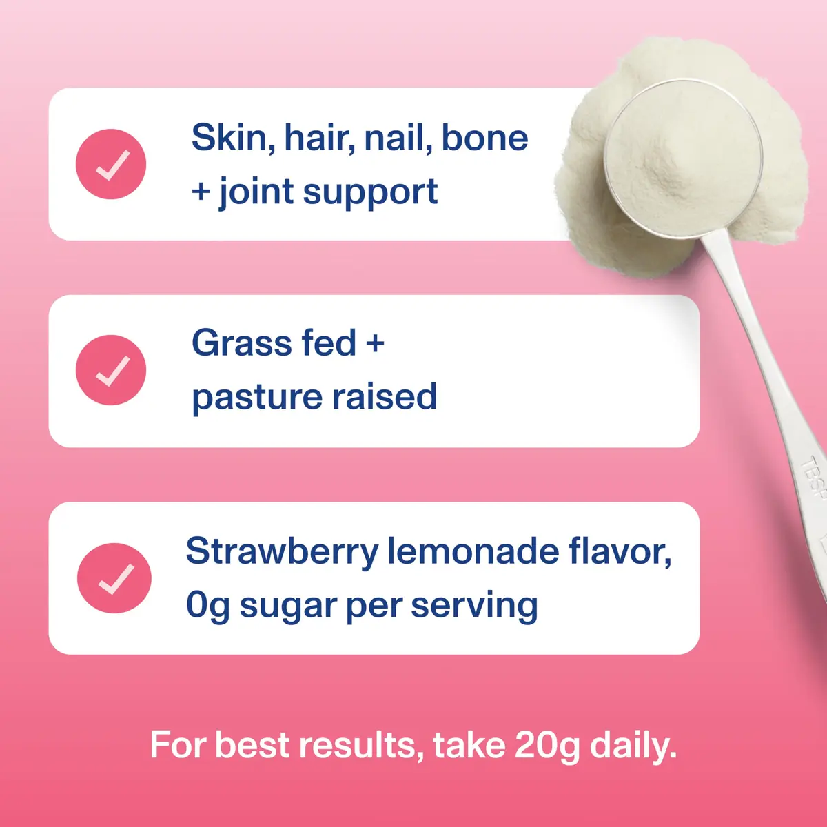 Vital Proteins Collagen Peptides Powder, Strawberry Lemonade, 321.5 g (11.34 oz) | Supports Hair, Skin, Nails, Bones & Joints - view 5