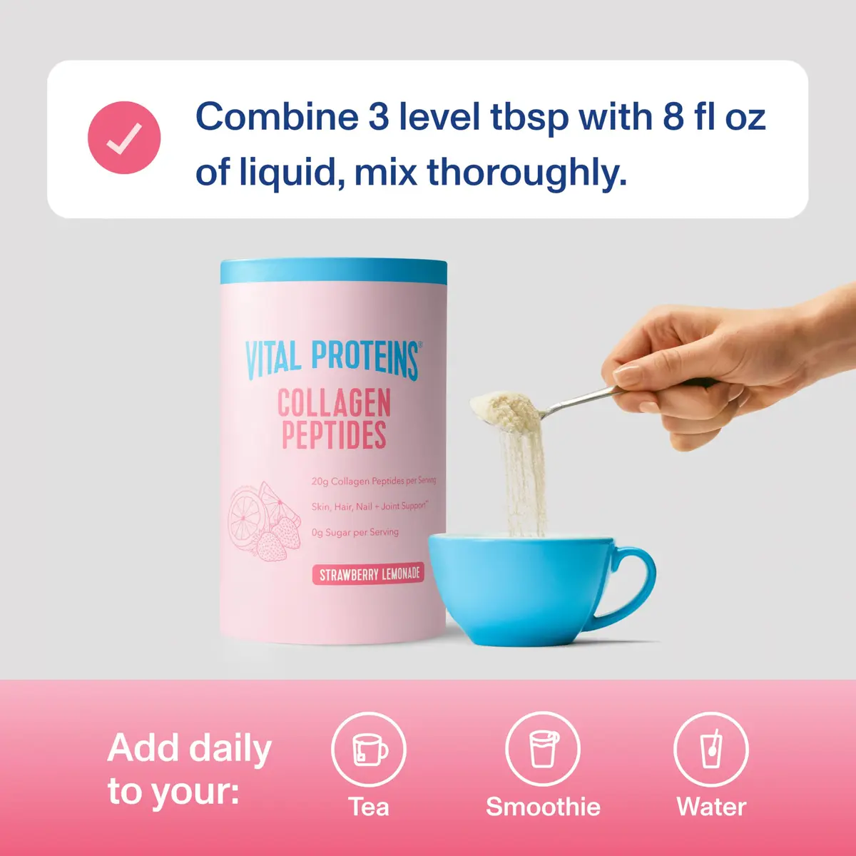 Vital Proteins Collagen Peptides Powder, Strawberry Lemonade, 321.5 g (11.34 oz) | Supports Hair, Skin, Nails, Bones & Joints - view 4