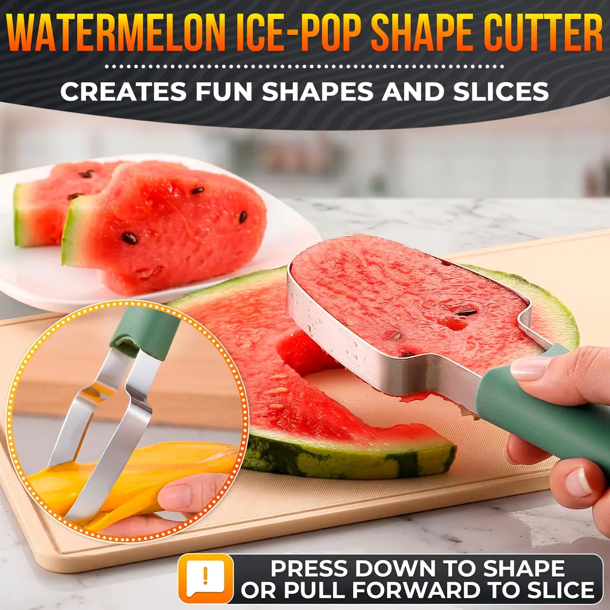 BURIUS Watermelon Cutter Slicer Tool 3-in-1 | Stainless Steel Fruit Prep Tool for Picnics & Kitchen - view 5